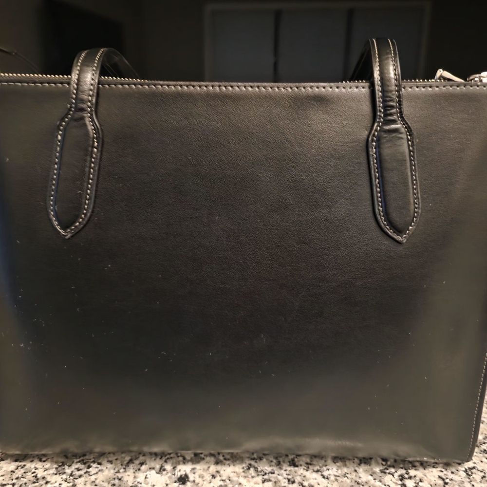 Coach Midnight Black Leather Nina Tote Aka Work Tote - Picture 2 of 6